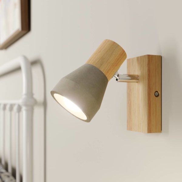 Lindby Spot Filiz en bois et béton, à 1 lampe LINDBY