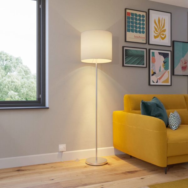 Lindby Everly lampadaire avec abat-jour en tissu LINDBY