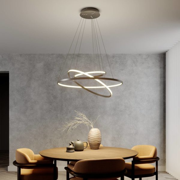 Lucande Suspension LED Ezana en trois anneaux
