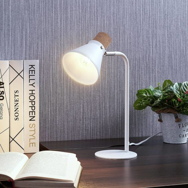 Lindby Lampe à poser Silva blanche, décor liège, 32 cm LINDBY