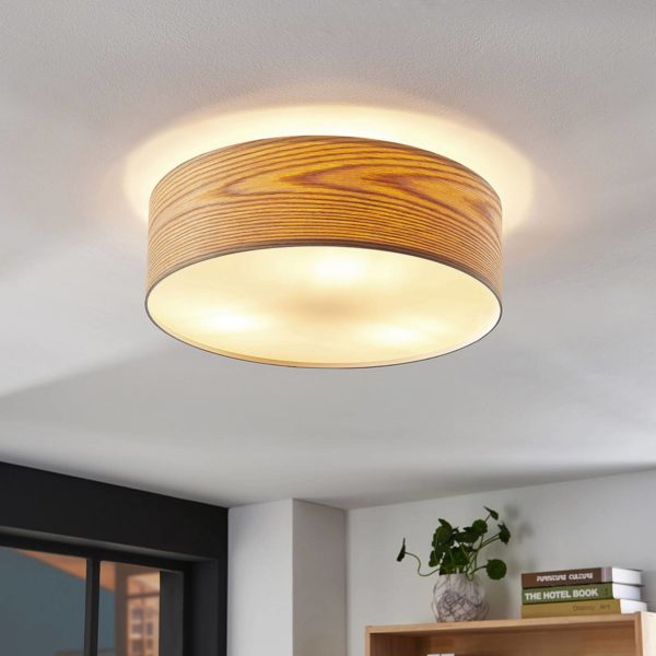 Lindby Plafonnier en bois Dominic rond LINDBY