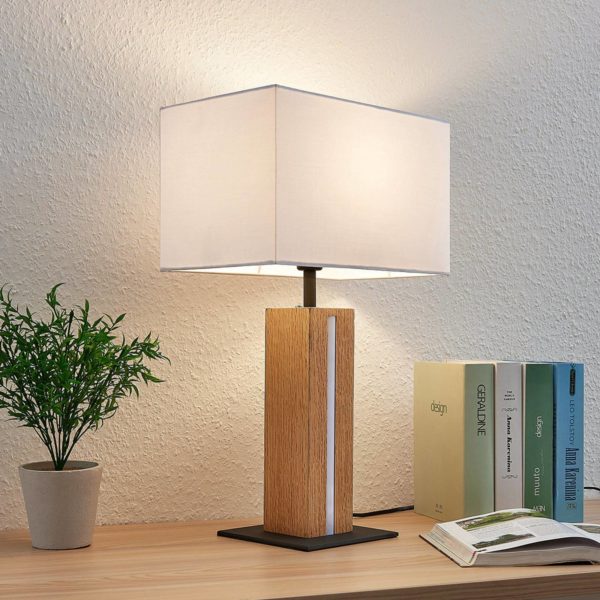 Lindby Lampe à poser Garry support en bois, angulaire LINDBY