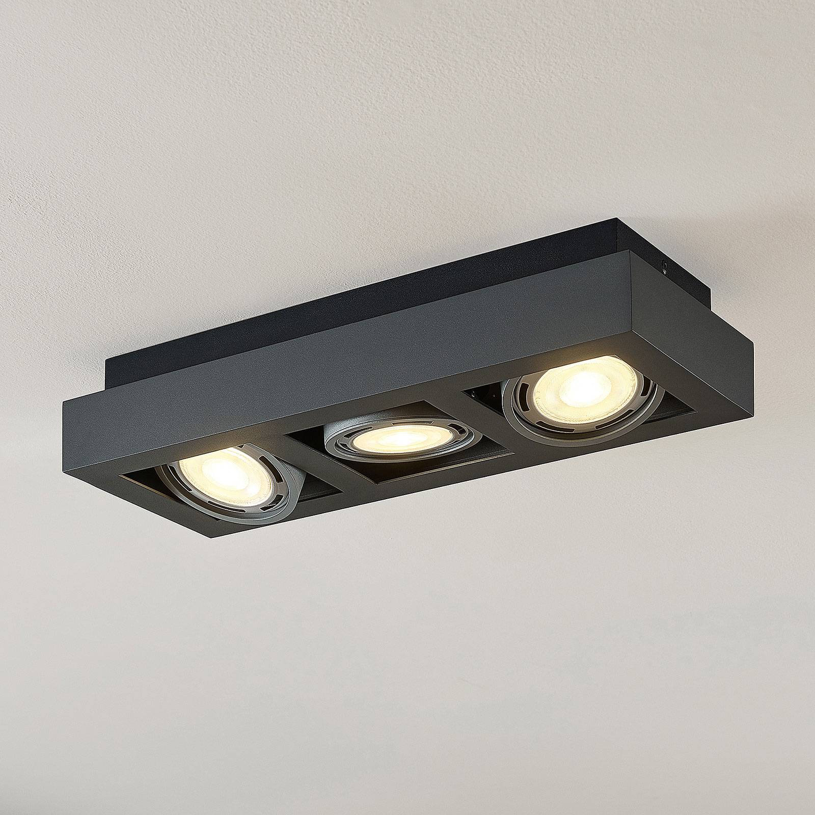 Arcchio Spot pour plafond Ronka GU10 3 lampe gris foncé Arcchio