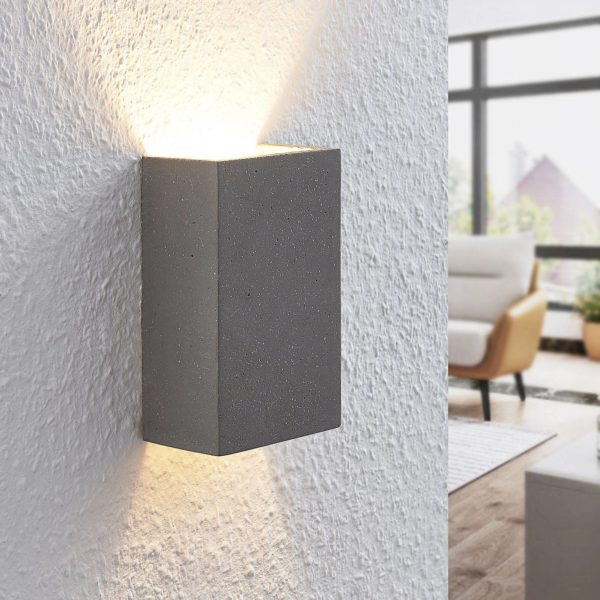 Applique murale Lindby Albin, gris, béton, G9, hauteur 16 cm LINDBY