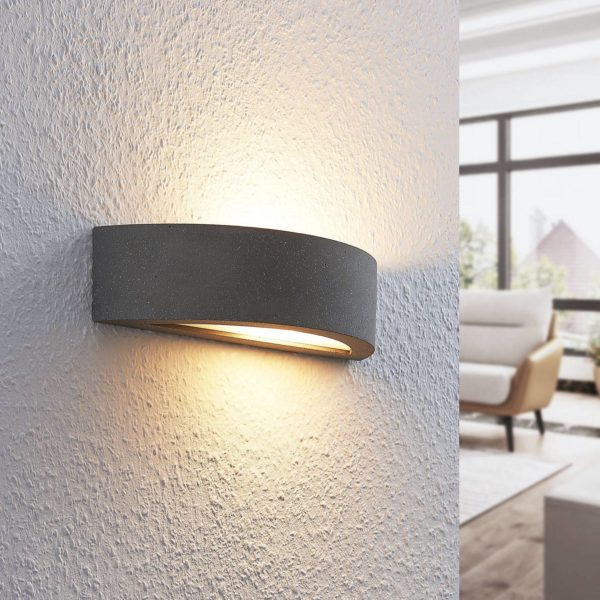 Lindby Elvira applique, semi-circulaire, béton LINDBY