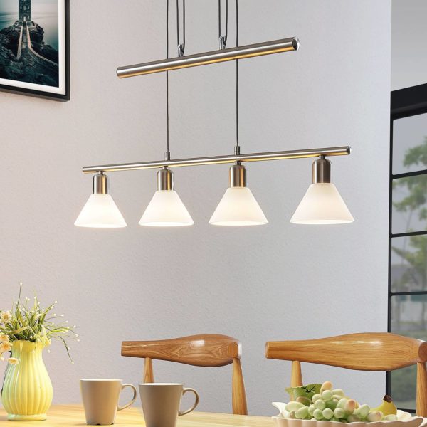 Lindby Suspension Delira 4 lampes hauteur réglable nickel LINDBY