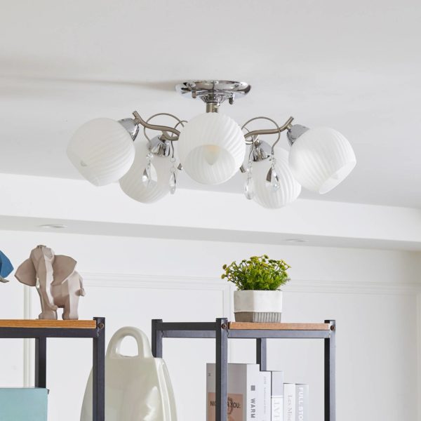 Lindby Feodora plafonnier en verre à 5 lampes LINDBY