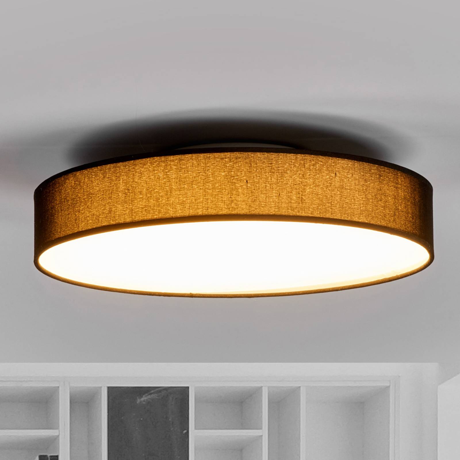 Lindby Plafonnier en tissu LED Saira