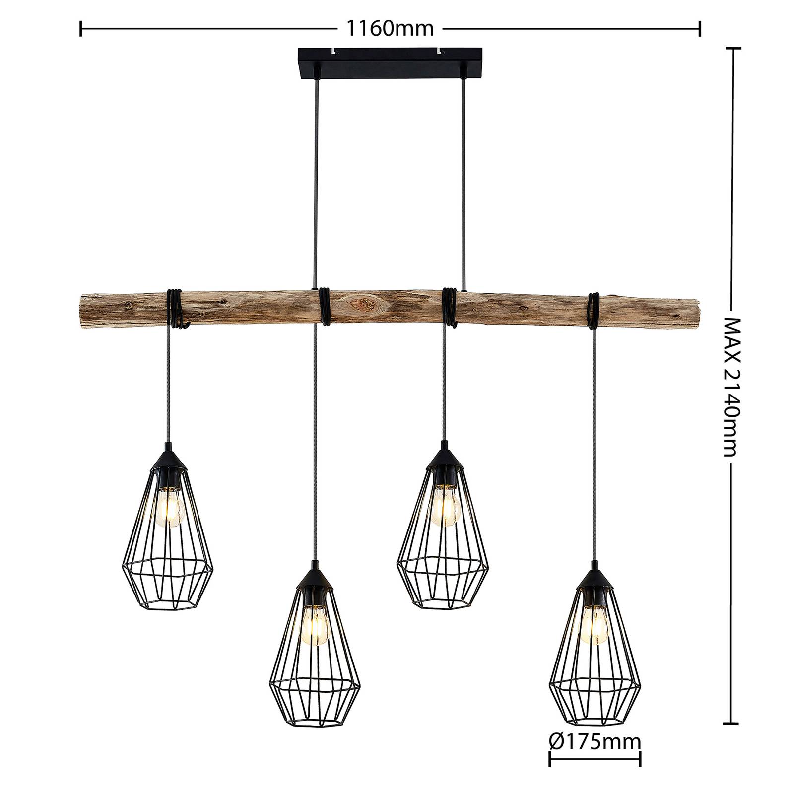 Lindby Eldarion suspension poutres bois