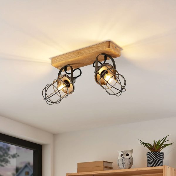 Lindby Serima plafonnier avec 2 abat-jour cages LINDBY