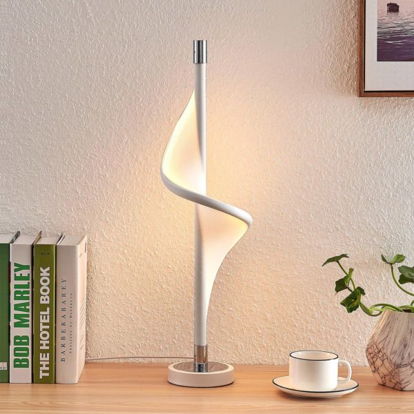 Lucande Edano lampe à poser LED de forme torsadée LUCANDE