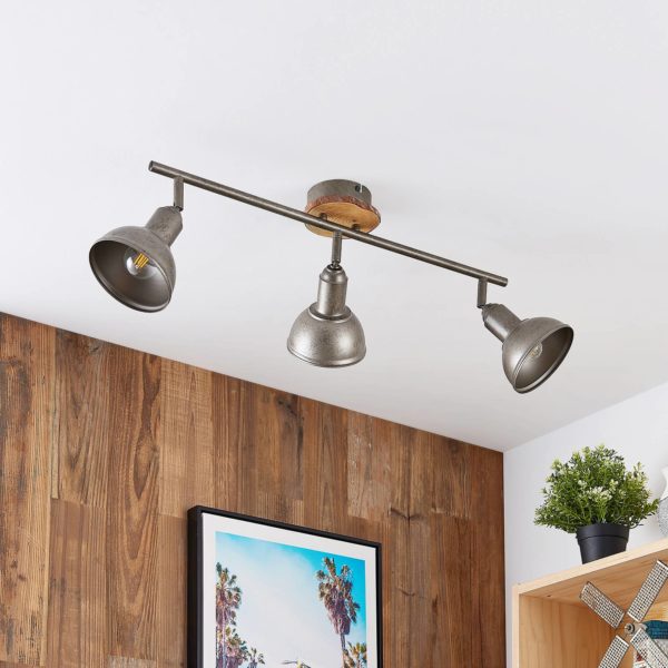 Lindby Nesrin plafonnier disque bois