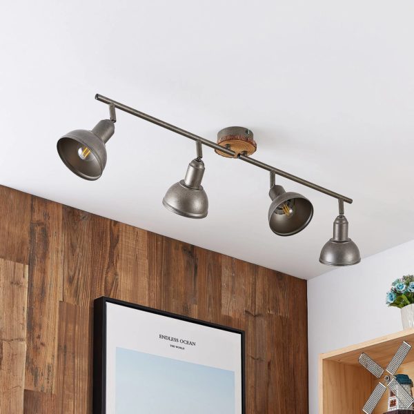 Lindby Nesrin plafonnier disque bois