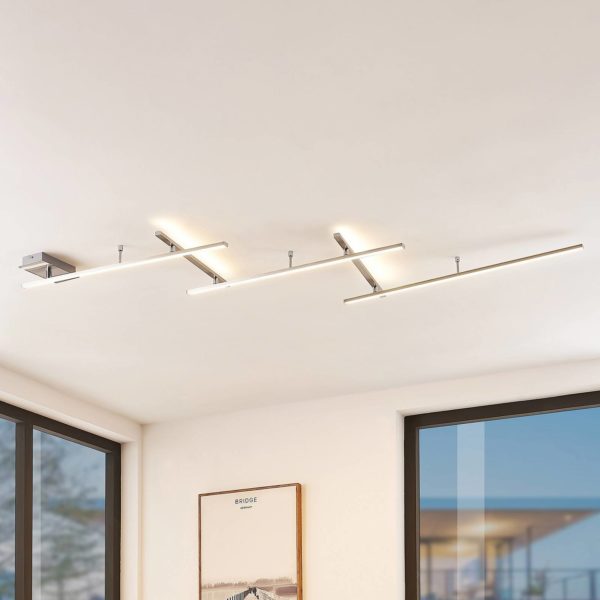 Lindby Acia plafonnier LED, nickel LINDBY