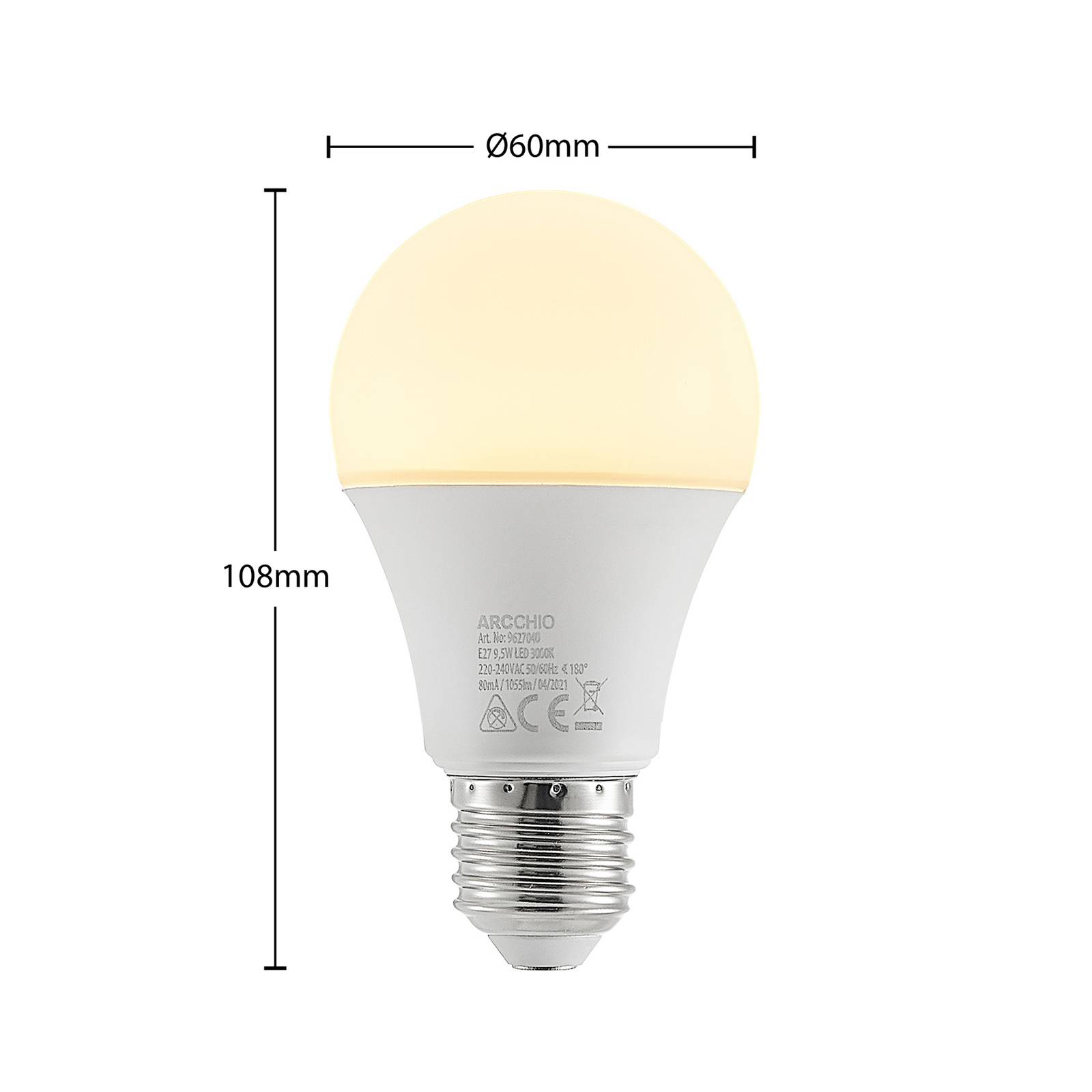 Arcchio lampe LED E27 A60 9