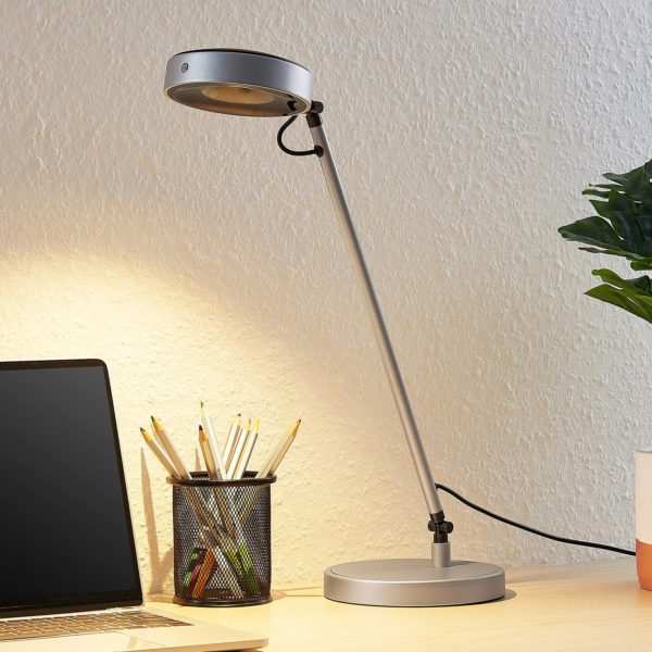 Lucande Vilana lampe de bureau LED, argentée LUCANDE