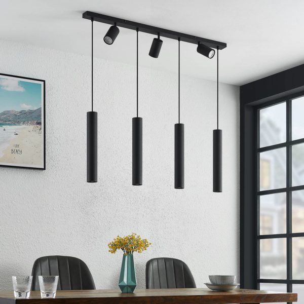 Lindby Sanad suspension noire 7 lampes allongée LINDBY