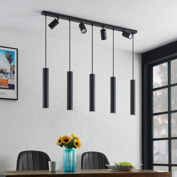 Lindby Sanad suspension noire 9 lampes allongée LINDBY