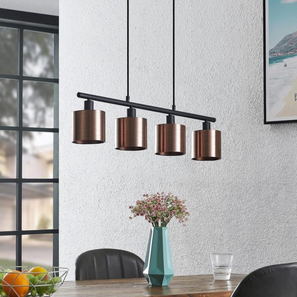 Lindby Joudy suspension à 4 lampes, bronze foncé LINDBY