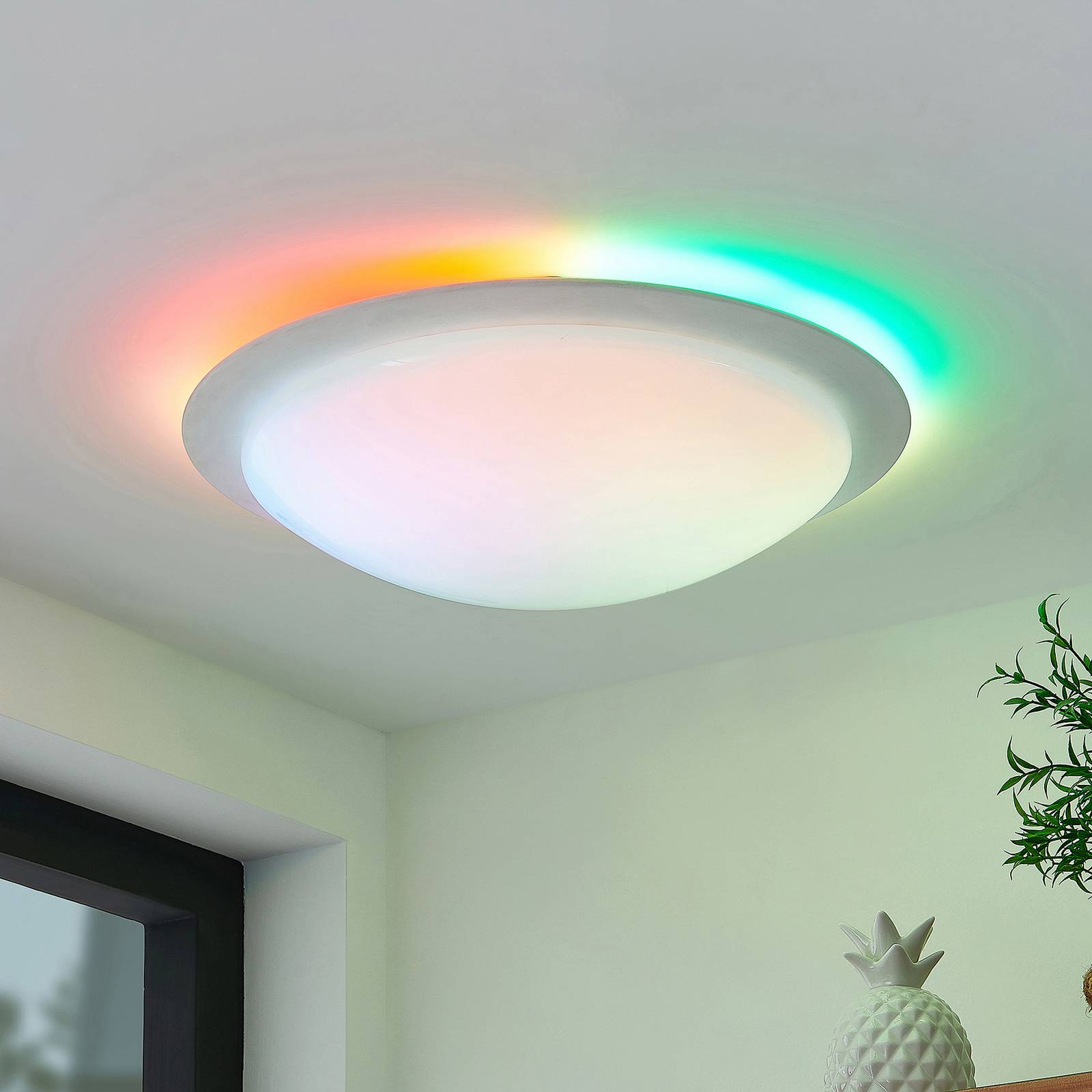 Lindby Aurela plafonnier LED CCT RVB Ø 42