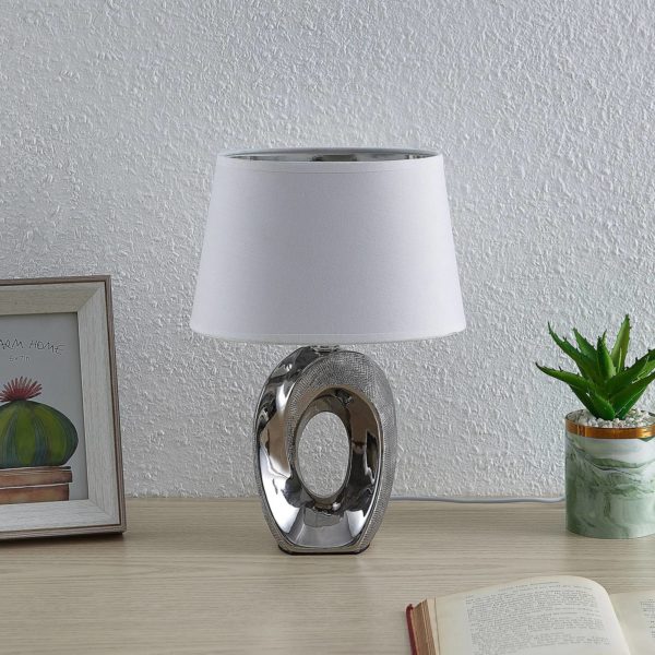 Lindby Alenja lampe à poser en céramique et tissu LINDBY