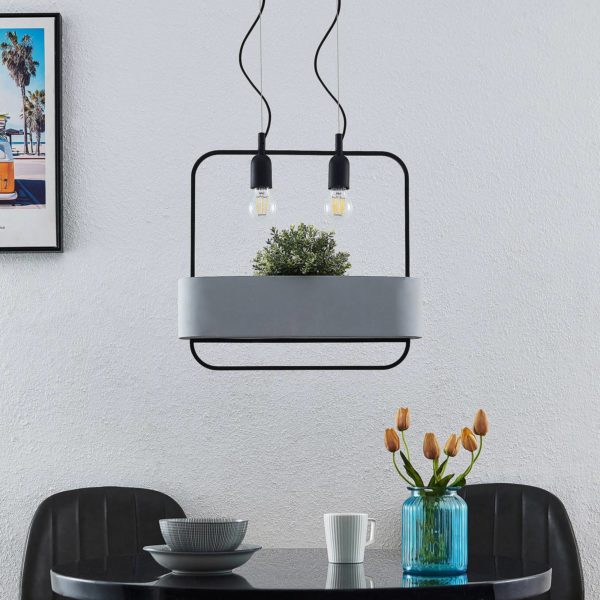 Lucande Teona suspension béton, à 2 lampes LUCANDE