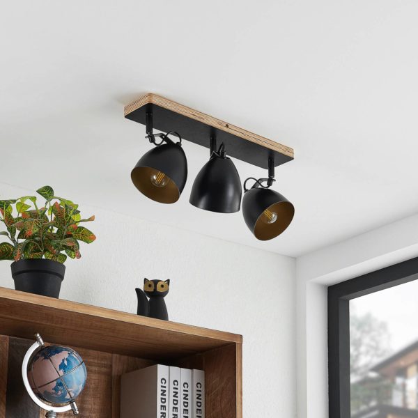 Lindby Colton spot pour plafond noir/doré 3 lampes LINDBY