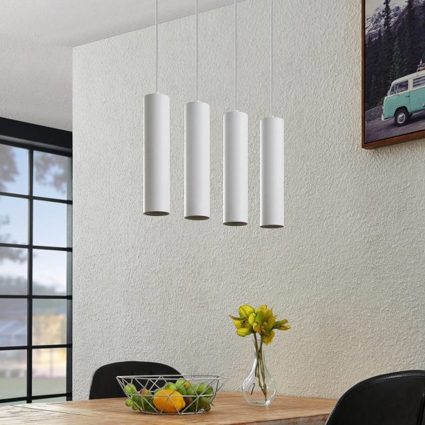 Prios Neliyah suspension, ronde, blanche, 4 lampes PRIOS