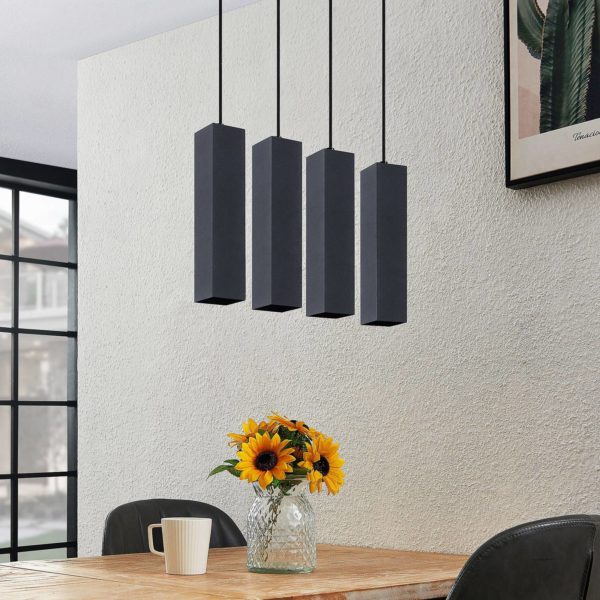 Prios Neliyah suspension angulaire noire 4 lampes PRIOS