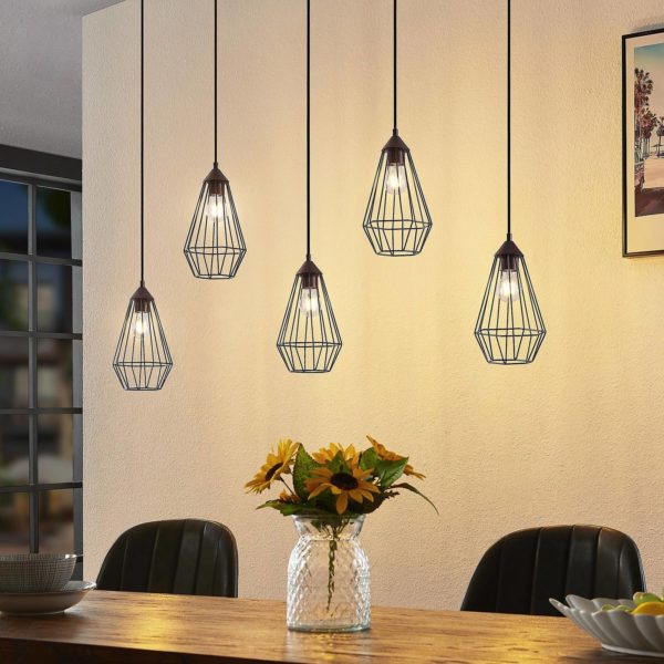 Lindby Elainy suspension avec 5 abat-jour en cage LINDBY