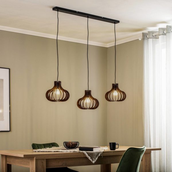 Lindby Lawenta Suspension avec abat-jour en bois LINDBY