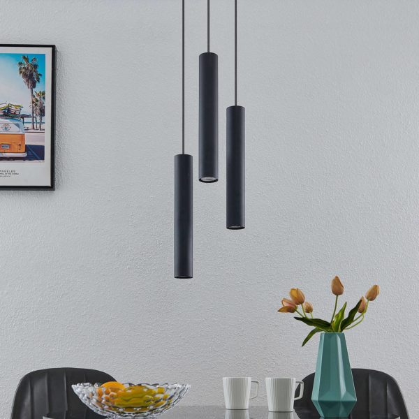 Lindby Joffrey suspension, à 3 lampes, noire LINDBY