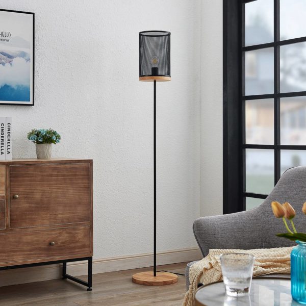 Lindby Kiriya lampadaire avec abat-jour grille LINDBY