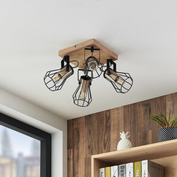 Lindby Courtney plafonnier avec quatre lampes carr. LINDBY