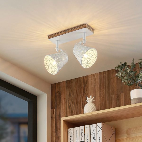 Lindby Nelda spot, motif ajouré blanc, à 2 lampes LINDBY
