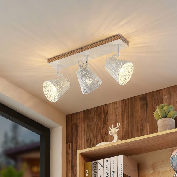 Lindby Nelda spot, motif ajouré blanc, à 3 lampes LINDBY