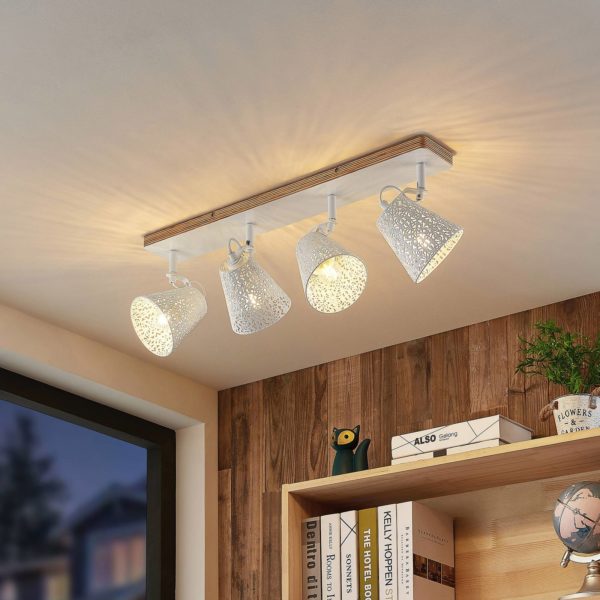 Lindby Nelda spot, motif ajouré blanc, à 4 lampes LINDBY