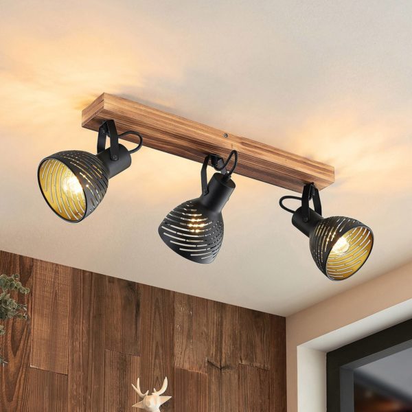 Lindby Raniso spot pour plafond, hévéa, à 3 lampes LINDBY