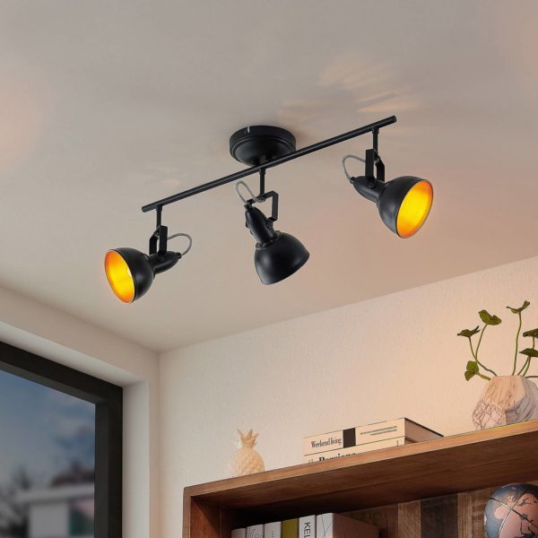 Lindby Morgana spot, noir-doré, à trois lampes LINDBY