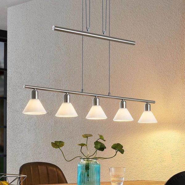 ELC Bealia suspension, réglable, 5 lampes nickel ELC