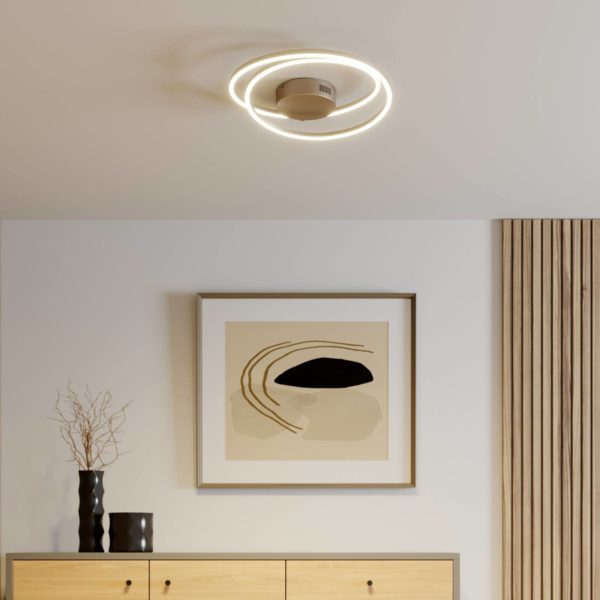 Lindby Davian plafonnier LED, dimmable, nickel LINDBY