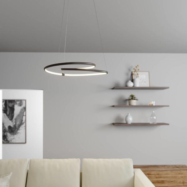 Lindby Lucy suspension LED, 45 cm, noir mat LINDBY