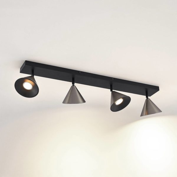Lucande Kartio plafonnier 4 l., inclinable, nickel LUCANDE