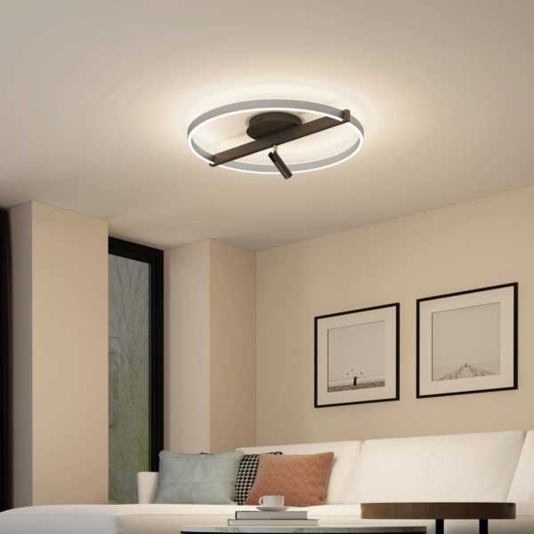 Lucande Matwei plafonnier LED forme anneau, nickel LUCANDE