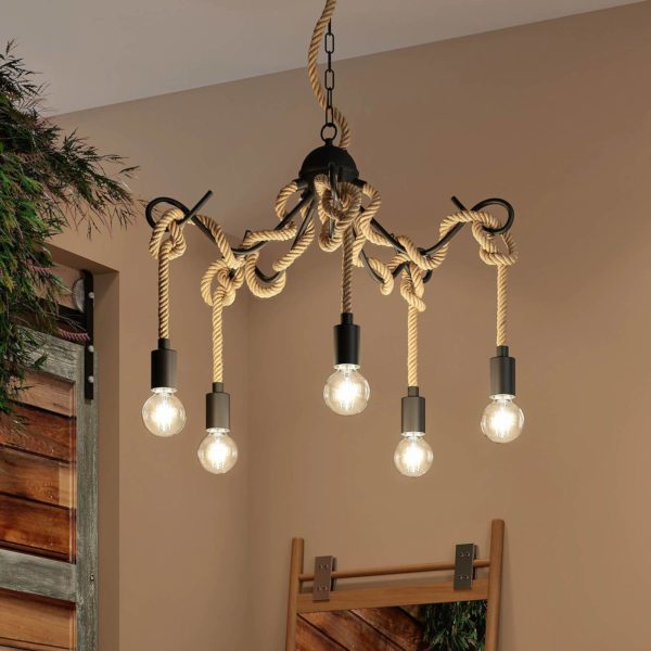 Lucande Ropina suspension, à 5 lampes LUCANDE