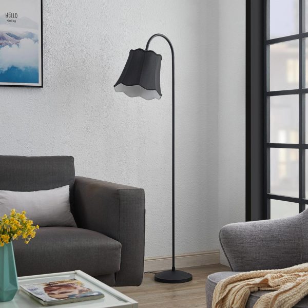 Lucande Binta lampadaire en tissu, vintage, noir LUCANDE