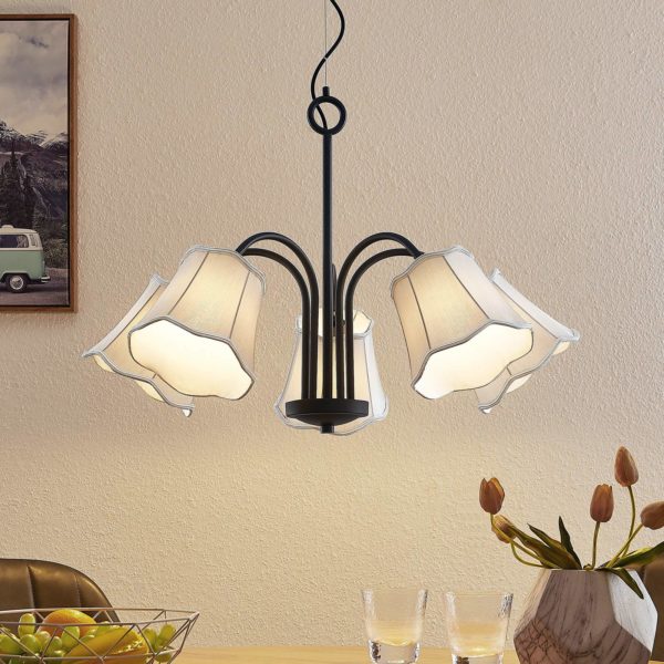 Lucande Binta suspension, à 5 lampes, gris argenté LUCANDE