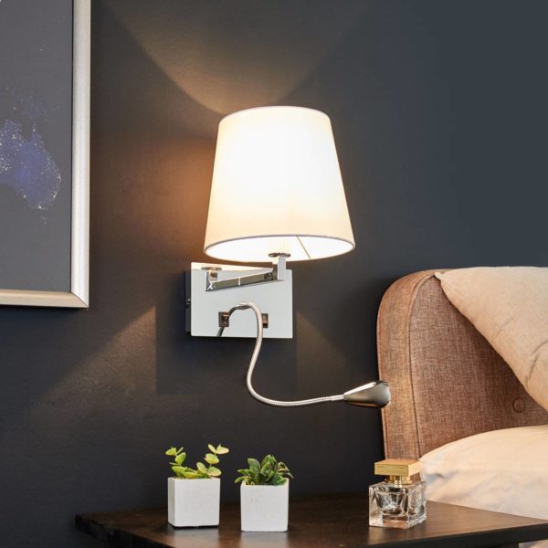 Lindby Applique murale tissu Leonella et liseuse LED LINDBY