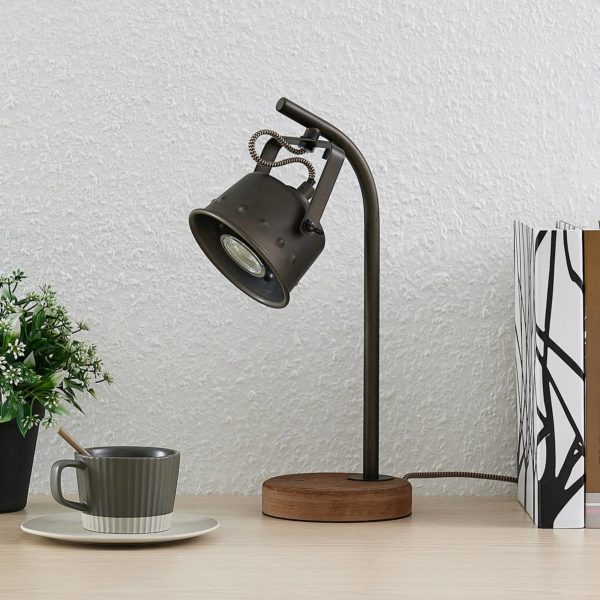 Lindby Rubinjo lampe à poser avec pied en bois LINDBY