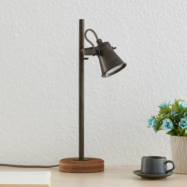 Lindby Grandesa lampe à poser avec pied en bois LINDBY